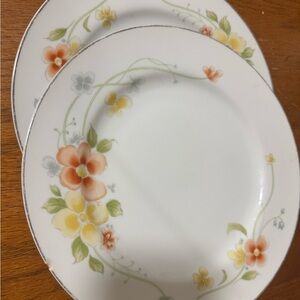 Annabelle Floral Dinner Plates with Orange and Yellow Blooms